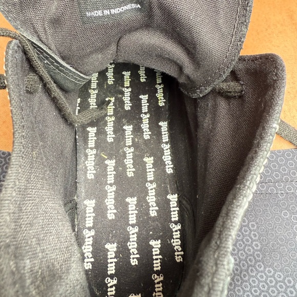 Palm Angels Sneakers Vulcanized High Top Black leather Size 10.5/11 Mens (EU44) - Picture 3 of 12